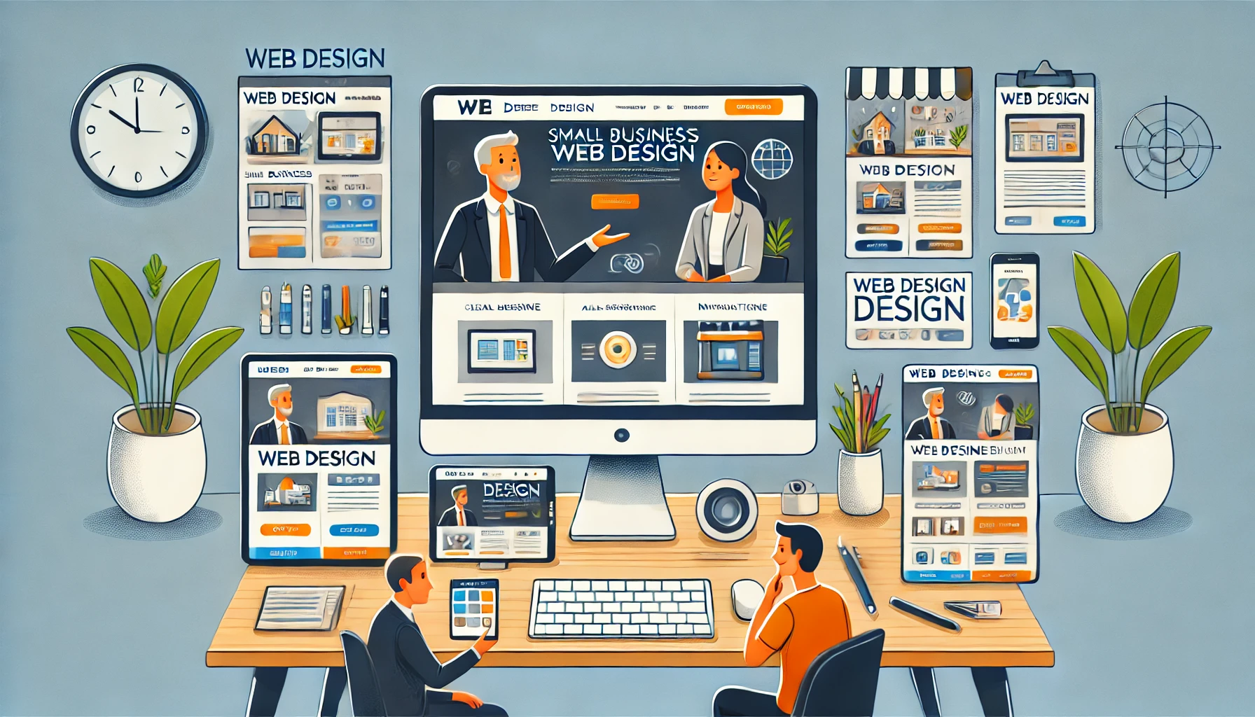 Modernes Webdesign für kleine Firmen auf verschiedenen Geräten